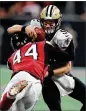  ?? CURTIS COMPTON / CCOMPTON@AJC.COM ?? The Falcons’ Vic Beasley got a sack against the Saints, his fourth over his past 15 games.