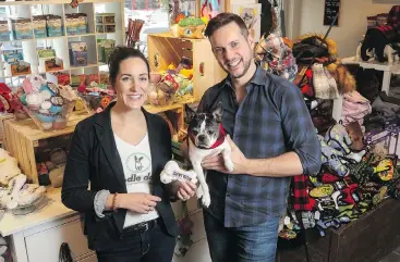  ?? ChristiNa ryaN, Postmedia CoNteNt Works ?? Siblings Meghan Huchkowsky and Corey White, with their mascot Boston terrier Maggie, started Doodle Dogs two years ago. Now they are nominated for three Small Business Calgary awards.