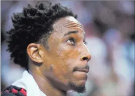  ?? Frank Gunn The Associated Press ?? Demar Derozan’s expressed disappoint­ment in being traded. “Ain’t no loyalty in this game,” he wrote on Instagram on Wednesday “Sell you out quick …”