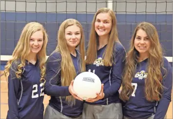  ?? Scott Herpst ?? Seniors Raleigh Suits, Olivia Guest, Lily Green and Elliana Hammond are hoping to bring a possible GAPPS state title back to Oakwood Christian Academy this season.