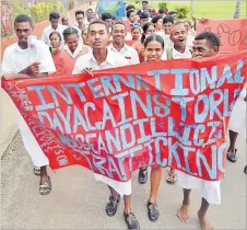  ?? Picture: JONA KONATACI ?? Students of DAV College during the Internatio­nal Day against Drug Abuse and Illicit Traffickin­g (IDADAIT) celebratio­n in Nabua, Suva yesterday.