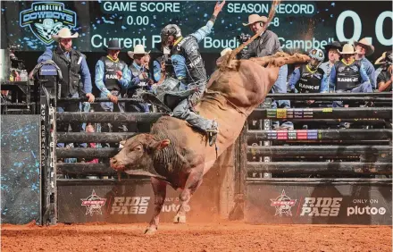  ?? Bull Stock Media ?? The Woodlands native Boudreaux Campbell, 25, will return home to compete in the Profession­al Bull Riders’ Unleash the Beast tour.