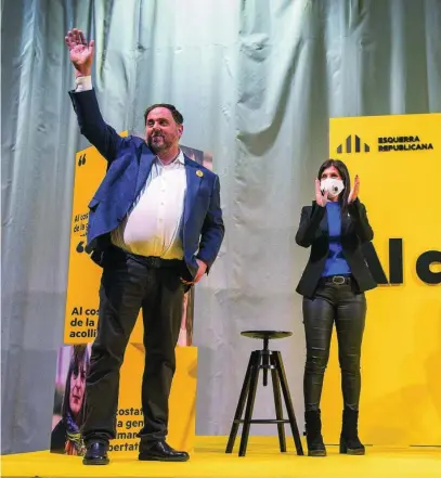  ?? EP ?? Oriol Junqueras y Marta Vilalta, ayer en un mitin de ERC en Lérida