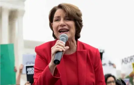  ?? AFP/VNA Photo ?? Senator Amy Klobuchar, pictured at a rally in favour of abortion rights outside the US Supreme Court in May, is urging voters to protect abortion access through the ballot box.