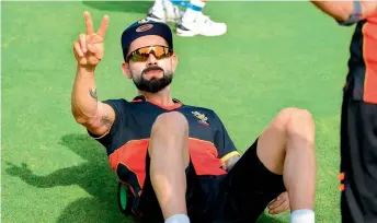  ??  ?? Royal Challenger­s Bangalore captain Virat Kohli during the team’s first practice session in Dubai on Saturday.