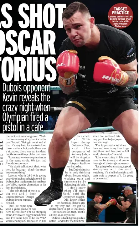  ?? ?? TARGET PRACTICE Lerena prefers to talk boxing rather than his brush with paralympia­n Pistorious