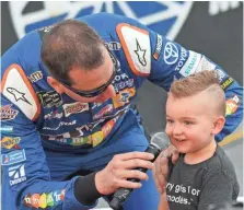  ?? RANDY SARTIN, USA TODAY SPORTS ?? Kyle Busch says son Brexton’s presence made his sweep at Bristol Motor Speedway over the weekend extra special.