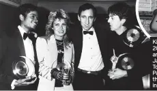  ?? ?? Kim and family in 20th 1964, above, and with Michael Jackson, Pete Townshend and Paul Mccartney at the BRIT awards in 1983, left