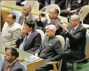  ?? PTI ?? External Affairs Minister S Jaishankar, Union Railways Minister Piyush Goyal and others attend Prime Minister Narendra Modi's addresses at the 74th U. N. General Assembly at the United Nations headquarte­rs in New York City, last Friday