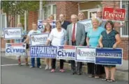  ??  ?? Bucks County Republican Committee members gather together Aug. 23 for the grand opening of the campaign office in Perkasie.