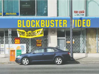  ??  ?? Blockbuste­r stores across the nation had closed their doors by the end of 2011, about a year after Netflix made its debut in Canada.