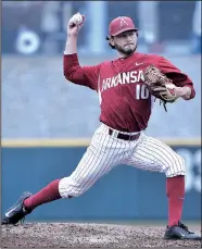 ?? Special to the Democrat-Gazette/CHRIS DAIGLE ?? Josh Alberius allowed 5 runs, 4 earned, in 2 innings for Arkansas on Sunday against Oklahoma State in Frisco, Texas.