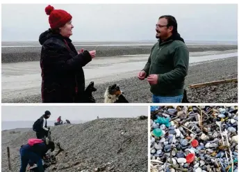  ??  ?? Sébastien Azzopardi et sa comparse Agnès Bourdon, tous les deux guides en Baie.