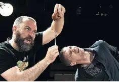  ??  ?? Brendan Cowell gives a full-blooded turn as Galileo alongside Alex Murdoch’s Little Monk