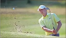  ?? Dave Thompson / The Associated Press ?? Jordan Spieth of the United States hits a shot out of a bunker on the 4th green Tuesday during a practice round ahead of the British Open Golf Championsh­ip, at Royal Birkdale, Southport, England.