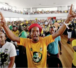  ?? (Illustrati­ve; Rogan Ward/Reuters) ?? AFRICAN NATIONAL Youth League members interrupt a memorial service for anti-apartheid activist Ahmed Kathrada in Durban, South Africa, April 2017.