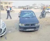  ?? HT PHOTO ?? A damaged car after clash between Akali and Congress supporters at Bhikhiwind on Tuesday.