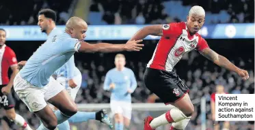  ??  ?? Vincent Kompany in action against Southampto­n