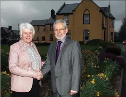  ??  ?? Minister Byrne outside Talbot Grove with its executive director Con Cremin.