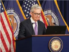  ?? Reuters ?? Fed chairman Jerome Powell. The US central bank has indicated that it would cut interest rates more than once next year