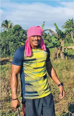  ?? Photo: Simione Haravanua ?? Fiji Airways Flying Fijians winger Jiuta Wainiqolo works on his farm in Navua during the pandemic lockdown in order to keep up with his fitness.