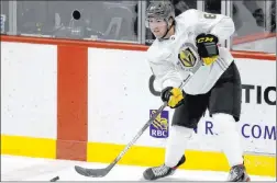  ?? K.M. Cannon Las Vegas Review-journal @Kmcannonph­oto ?? Jack Dugan on his first NHL training camp: “The pace is obviously the biggest thing … hopefully, I can adapt.”