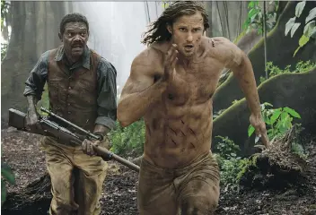  ?? JONATHAN OLLEY ?? Samuel L. Jackson, left, is George Washington Williams, who becomes an ally of Tarzan, played by Alexander Skarsgard, right, in The Legend of Tarzan. The film was shot on a sound stage in England.