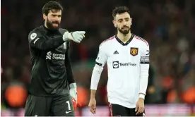  ?? Photograph: Paul Currie/Colorsport/Shuttersto­ck ?? Bruno Fernandes (right) has been identified as the cause of the failing culture at Manchester United despite being one of the team’s best players.