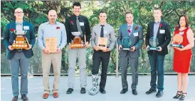  ?? SUPPLIED ?? 2015 AwardWinne­rs. Left to Right: Dan Becker, Derrick Antonsen, Kolton Ogle, Jordan Mruk, Toby Gifford, Steven Knight, Leanne Patterson Missing: Luke Mutch, Gregory ( Pete) Cooke, Cody Lechance