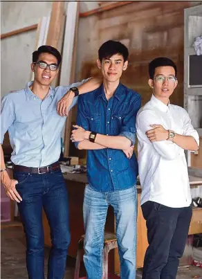  ?? — RAJA FAISAL HISHAN/The Star ?? The founders of Project Woodworks are (from left) Fong, Chang and Tan.