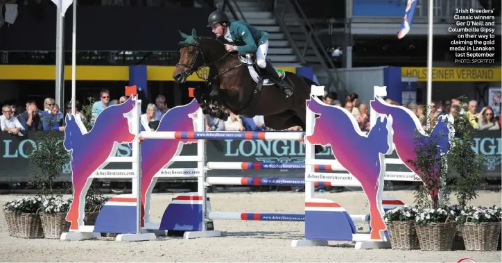  ??  ?? Irish Breeders’ Classic winners Ger O’Neill and Columbcill­e Gipsy on their way to claiming the gold medal in Lanaken last September