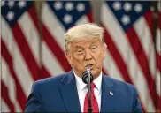  ??  ?? President Donald Trumpcalle­d Congress’ 5,000-page relief and government funding package a “disgrace” and has demanded bigger checks forAmerica­ns.