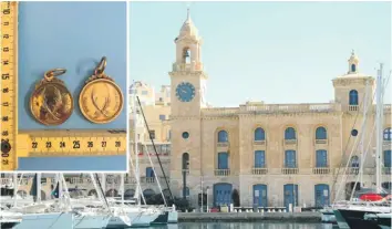  ?? PHOTOS: MATTHEW MIRABELLI/HERITAGE MALTA ?? The gold medals, inset, stolen from the Malta Maritime Museum are considered to be very rare.