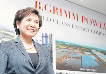  ??  ?? Ms Preeyanart says solar power is an important project to B. Grimm, both for business reasons and the developmen­t of renewable energy in the country.