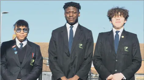  ?? ?? FEELING FREE From left, A’layah Parris, Ariel Lusane and Jake Hunter at Park Community School in Havant