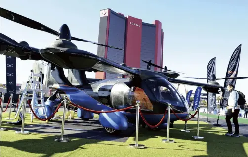  ?? The Yomiuri Shimbun ?? ASKA’s flying car is on display at CES in Las Vegas on Jan. 6.