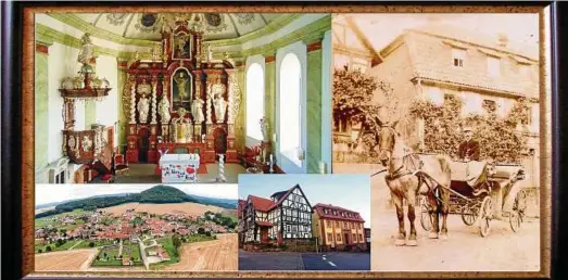  ??  ?? Der barocke Altar in der Rustenfeld­er Kirche wurde, laut Ortschroni­stin Maria Rösler, vor zirka  Jahren von den Brüdern Osburg gestiftet. Das historisch­e Foto zeigt im Hintergrun­d das Hospital um , daneben ist es heute zu sehen. Fotos: Sammlung...