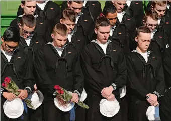  ?? PHOTOS BY DANA JENSEN THE DAY ?? Right, sailors from the Naval Submarine School in Groton attend the Norwich ceremony.