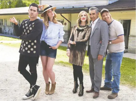  ?? CBC ?? The hit sitcom Schitt’s Creek, starring Dan Levy, left, Annie Murphy, Catherine O’hara, Eugene Levy and Chris Elliott, leads the Canadian Screen Awards nomination­s with a whopping 26, including several in acting categories. The awards will be handed out next month in Toronto.