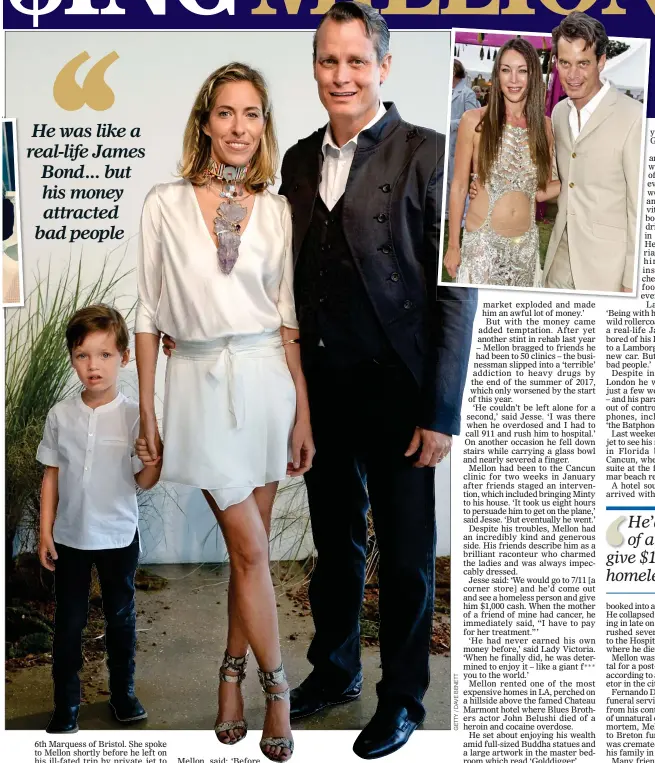  ??  ?? LOST LOVES: Matthew with his first wife, Jimmy Choo founder Tamara, left. Main picture: With ex Nicole Hanley and son Force