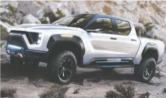  ?? NIKOLA CORP. ?? Phoenix-based Nikola, an aspiring battery-electric and hydrogen fuel-cell truck maker, has seen its stock shoot up after announcing it will start taking reservatio­ns for its Badger pickup, pictured.