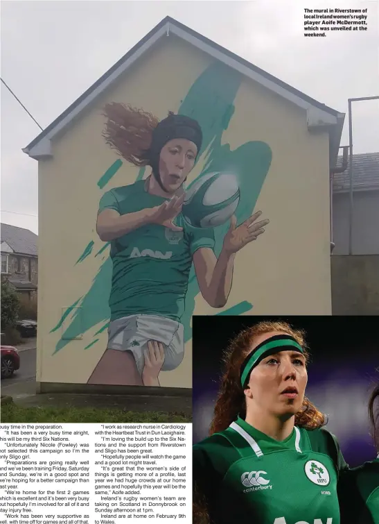  ??  ?? The mural in Riverstown of local Ireland women’s rugby player Aoife McDermott, which was unveiled at the weekend.