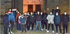  ?? AP ?? IN A SHOW OF SOLIDARITY: A group of Muslim volunteers protecting the Saint-Fulcran cathedral In Lodeve, southern France.—