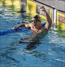  ?? Brian Wright photo ?? North Allegheny grad Jack Wright was happy with his efforts this past weekend at the Phillips 66 U. S. National Championsh­ips at Stanford after qualifying for the Olympic Trials in the 200 and 400 freestyle.