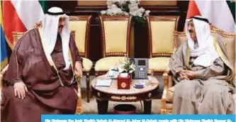  ??  ?? His Highness the Amir Sheikh Sabah Al-Ahmad Al-Jaber Al-Sabah meets with His Highness Sheikh Nasser AlMohammad Al-Ahmad Al-Sabah.