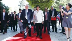  ?? (Gali Tibbon/Pool via Reuters) ?? PRESIDENT REUVEN RIVLIN welcomes his Philippine counterpar­t Rodrigo Duterte to the President’s House two weeks ago. More than 20 agreements worth nearly $83 million were signed during Duterte’s visit.