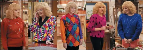  ?? (ABC VIA AP) ?? This combinatio­n of photos released by ABC shows McLendon-Covey as Beverly Goldberg in scenes from the comedy series “The Goldbergs.” Costume designer Keri Smith creates the signature looks for the fictional Beverly.