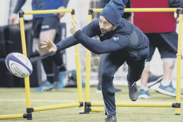  ?? PICTURE: CRAIG WILLIAMSON/SNS ?? 0 Greig Laidlaw – tipped to face France this weekend in a must-win game for Scotland – during training at the Oriam, Edinburgh, yesterday.