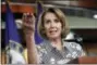  ?? AP FILE PHOTO ?? In this July 27, 2017 file photo, House Minority Leader Nancy Pelosi of Calif. gestures during a news conference on Capitol Hill in Washington.