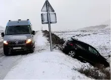  ?? ?? Slip up: Car on the A835 Inverness to Ullapool road